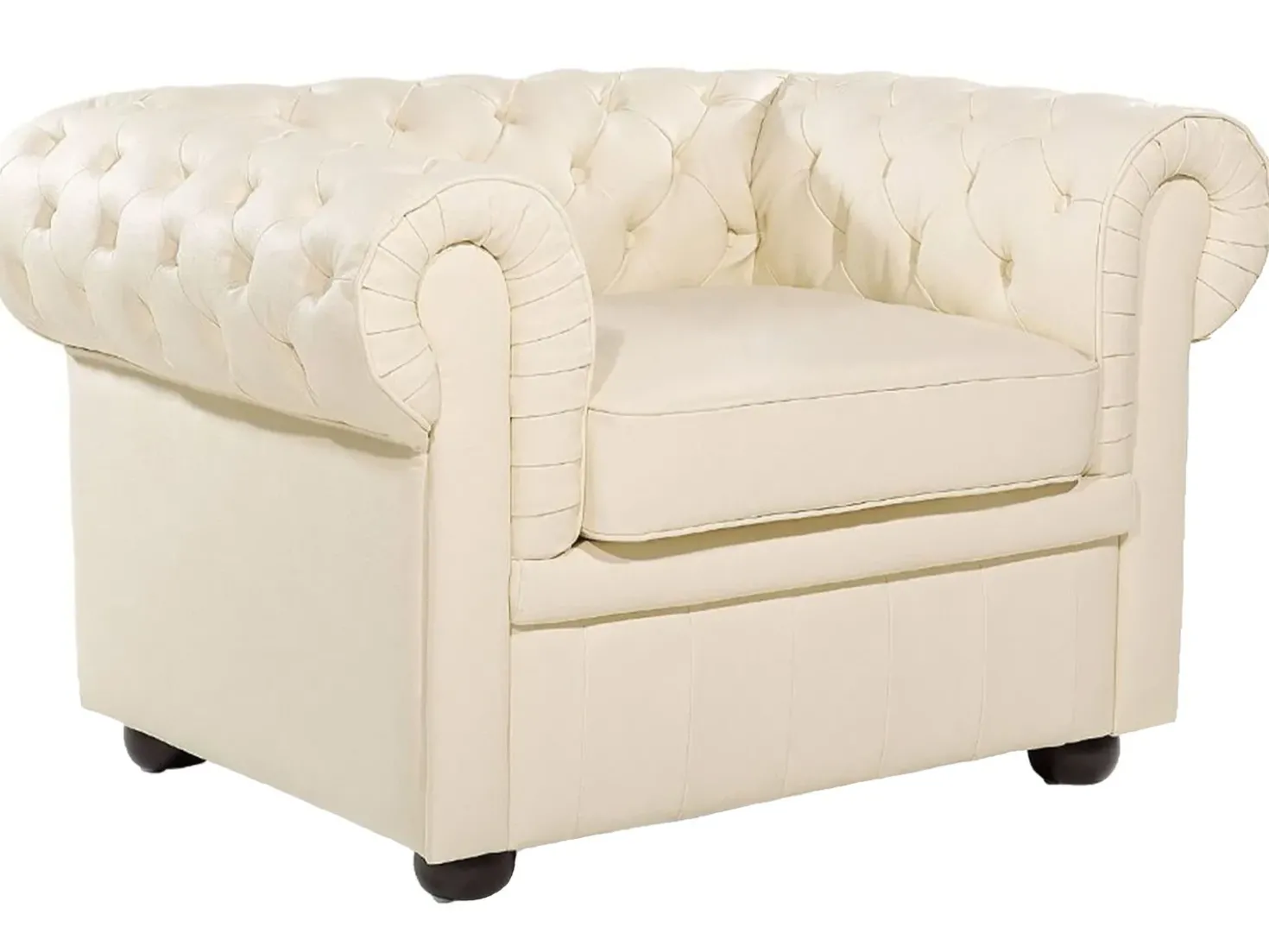 Set da salotto 4 posti CHESTERFIELD Pelle naturale Beige chiaro