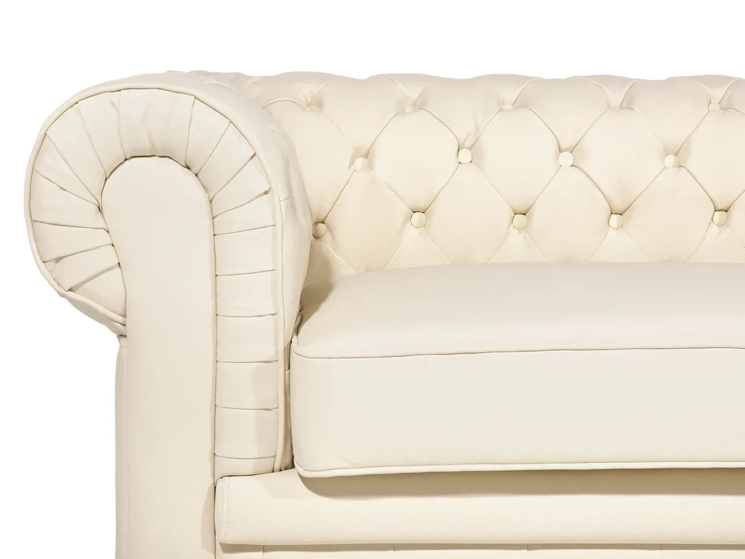 Set da salotto 4 posti CHESTERFIELD Pelle naturale Beige chiaro