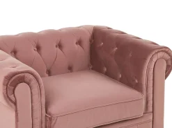 Set da salotto 4 posti CHESTERFIELD Velluto Rosa