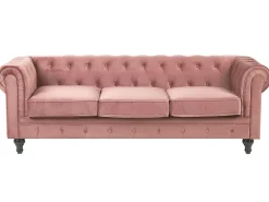 Set da salotto 4 posti CHESTERFIELD Velluto Rosa