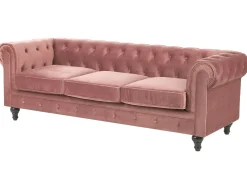 Set da salotto 4 posti CHESTERFIELD Velluto Rosa