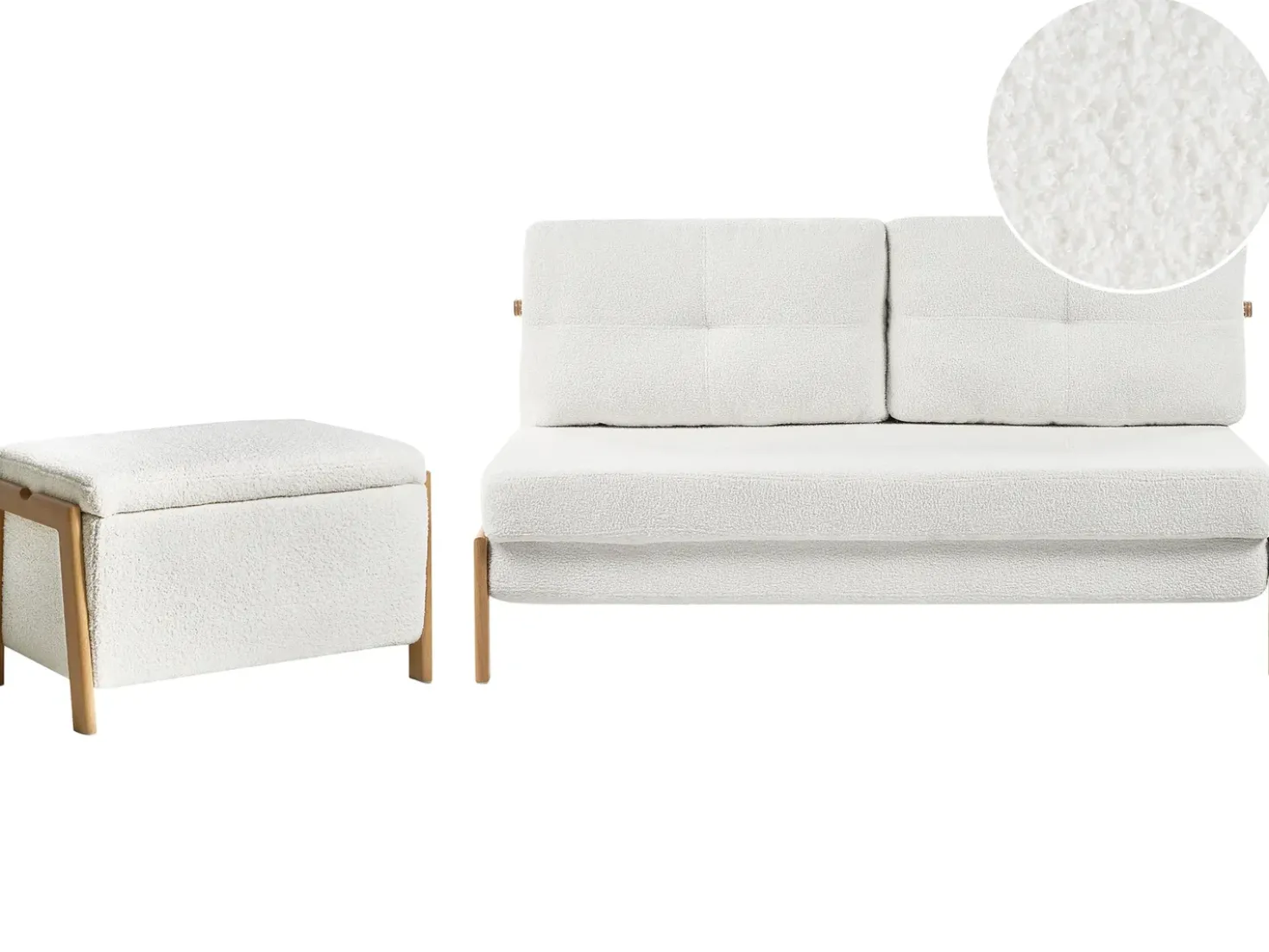 Set da salotto 3 posti EDLAND Bouclé Bianco con Panca
