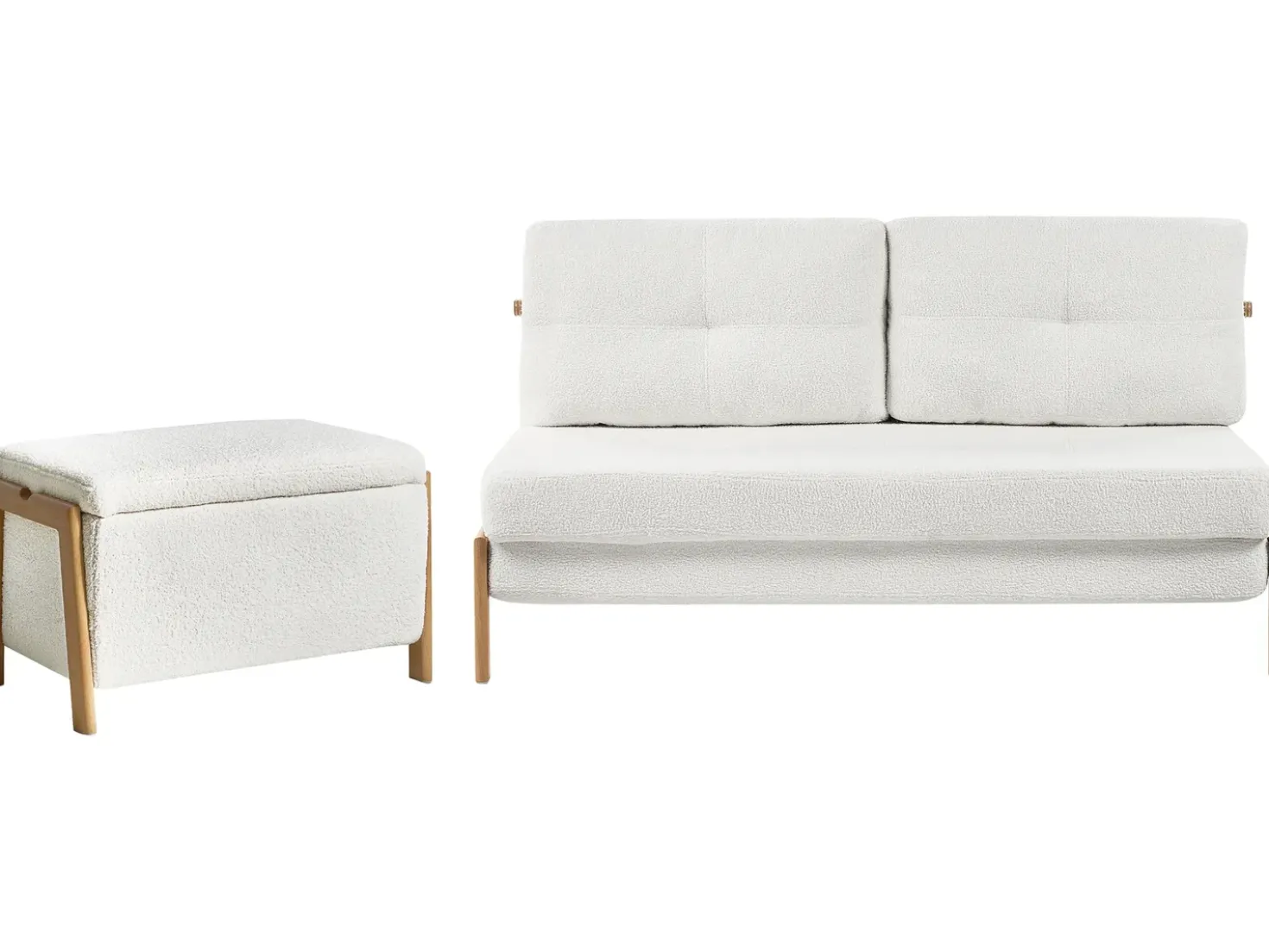 Set da salotto 3 posti EDLAND Bouclé Bianco con Panca