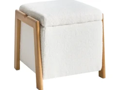 Set da salotto 3 posti EDLAND Bouclé Bianco con Pouf