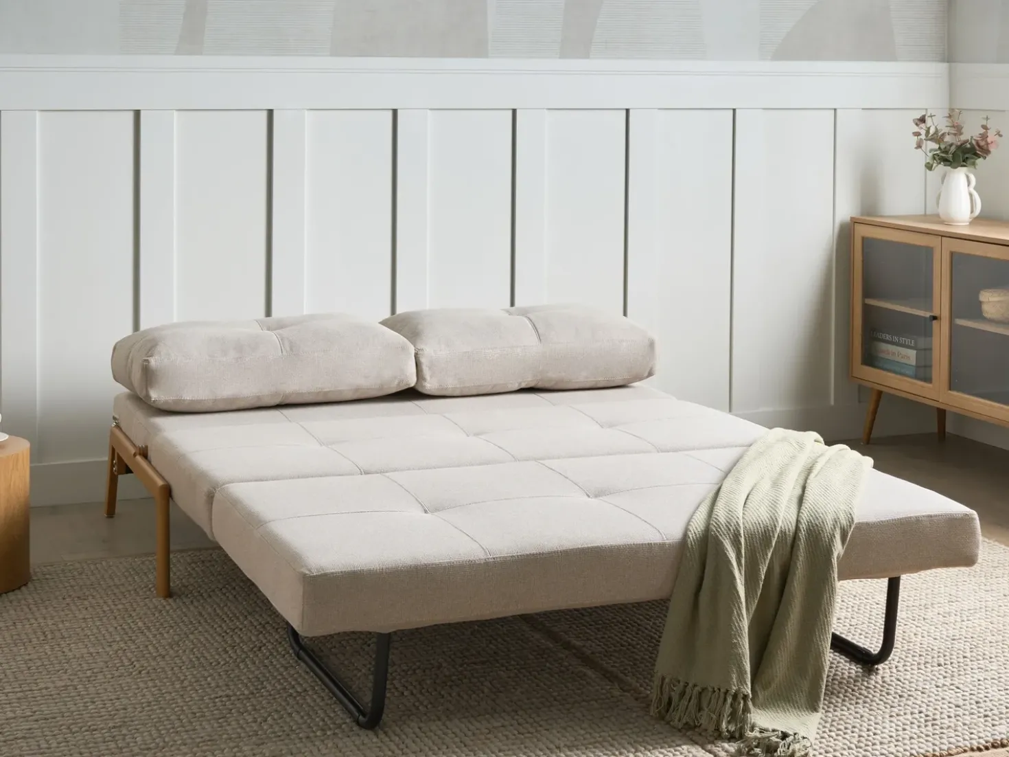 Set da salotto 3 posti EDLAND Tessuto Beige chiaro con Panca