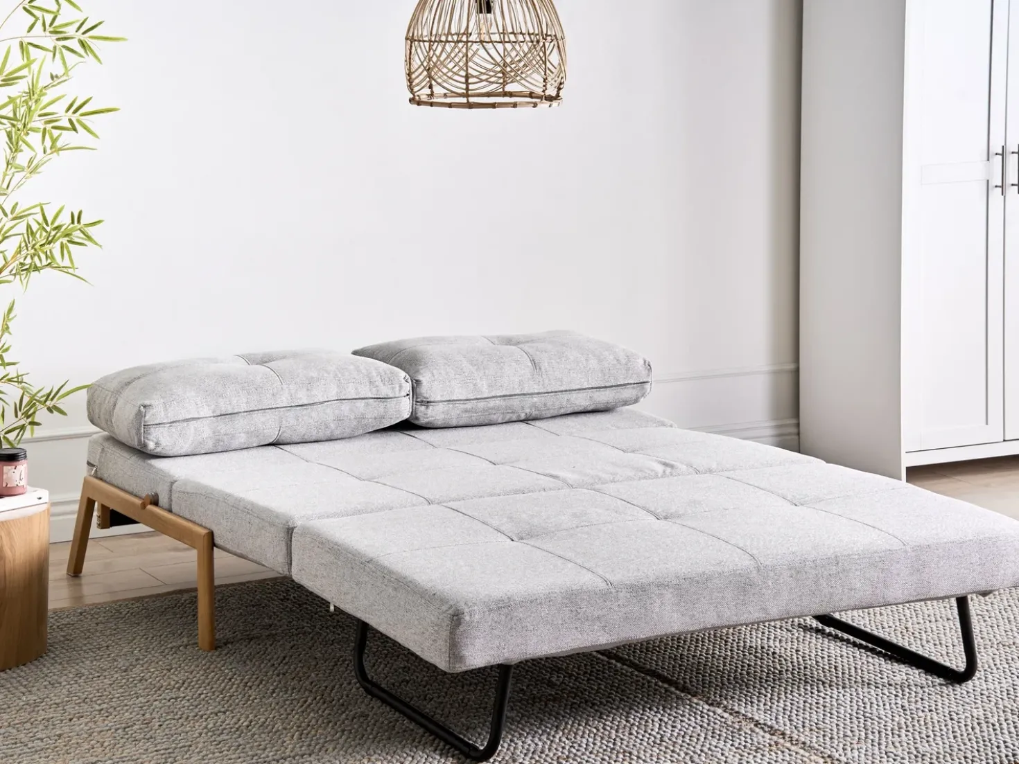 Set da salotto 3 posti EDLAND Tessuto Grigio chiaro con Panca