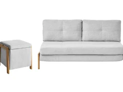 Set da salotto 3 posti EDLAND Tessuto Grigio chiaro con Pouf