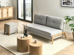 Set da salotto 3 posti EDLAND Tessuto Grigio chiaro con Pouf
