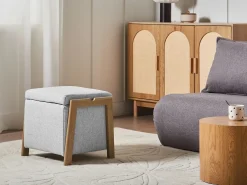 Set da salotto 3 posti EDLAND Tessuto Grigio chiaro con Pouf
