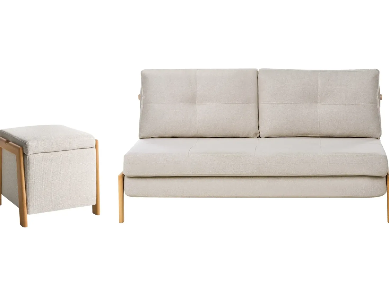 Set da salotto 3 posti EDLAND Tessuto Beige chiaro con Pouf