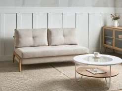 Set da salotto 3 posti EDLAND Tessuto Beige chiaro con Pouf