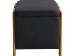 Set da salotto 3 posti EDLAND Tessuto Nero con Pouf