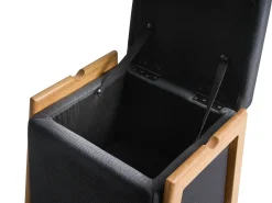 Set da salotto 3 posti EDLAND Tessuto Nero con Pouf