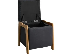 Set da salotto 3 posti EDLAND Tessuto Nero con Pouf