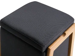 Set da salotto 3 posti EDLAND Tessuto Nero con Pouf