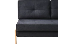 Set da salotto 3 posti EDLAND Tessuto Nero con Pouf