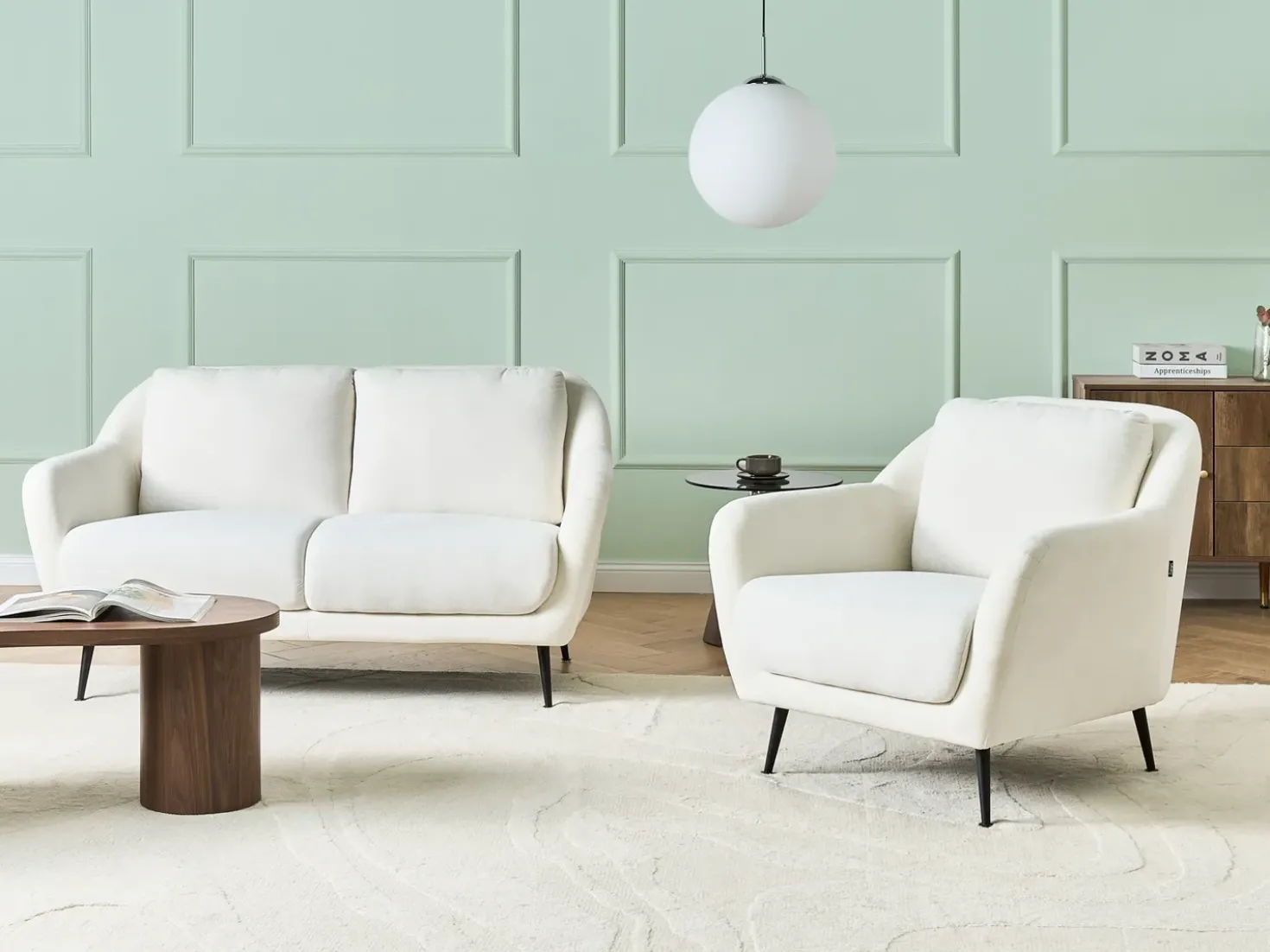Set da salotto 3 posti EIBY Ciniglia Bianco