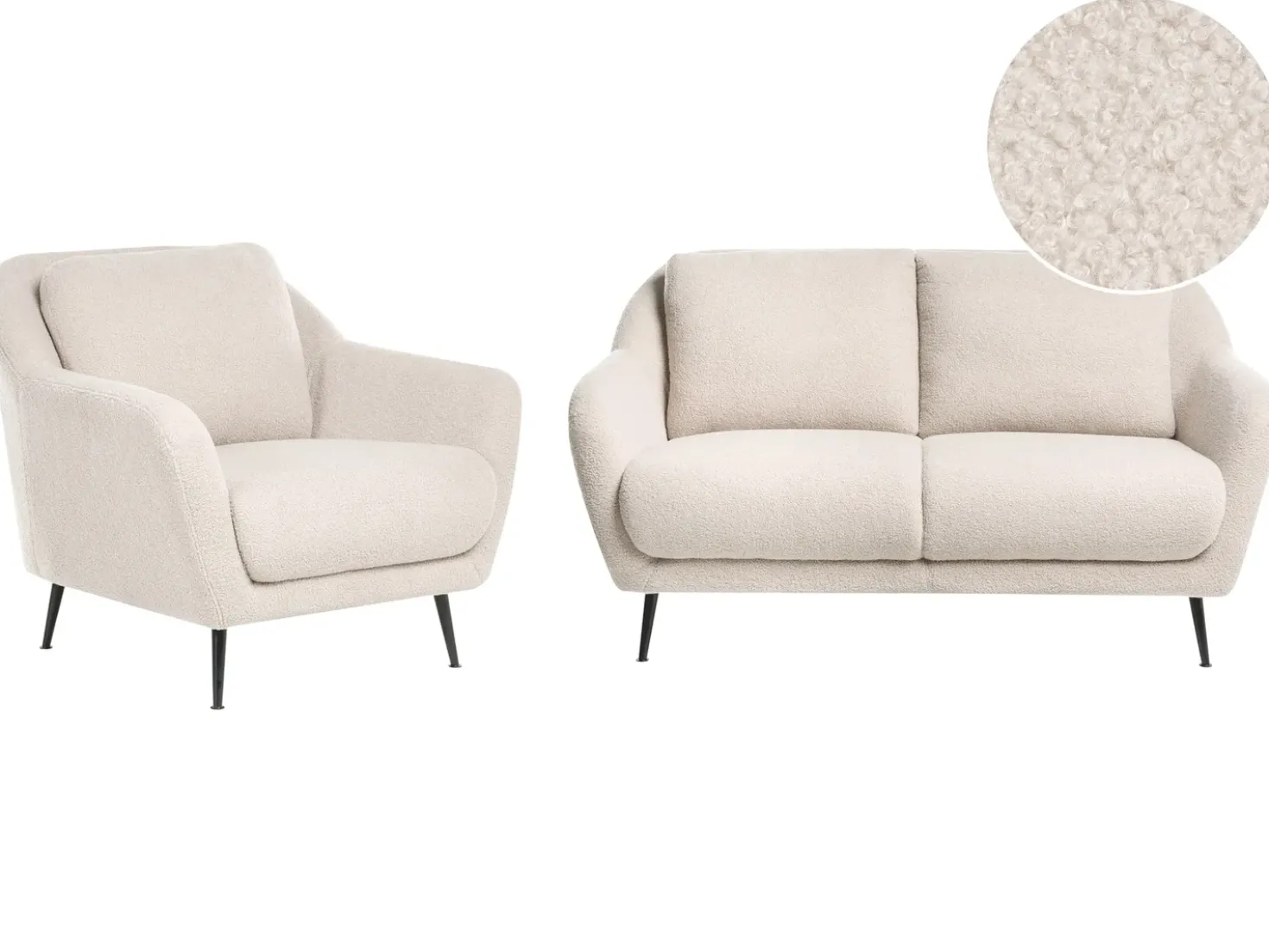 Set da salotto 3 posti EIBY Bouclé Beige