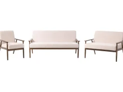 Set da salotto 6 posti ESRUM Bouclé Marrone scuro/Beige