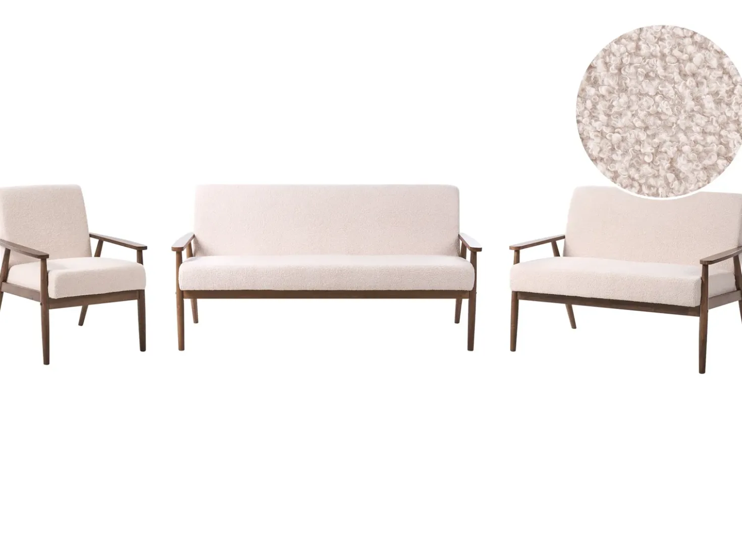 Set da salotto 6 posti ESRUM Bouclé Marrone scuro/Beige