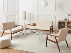 Set da salotto 6 posti ESRUM Bouclé Marrone scuro/Beige