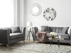 Set da salotto 5 posti GAULA Velluto Grigio