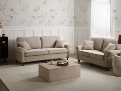 Set da salotto 5 posti GINNERUP Tessuto Tortora