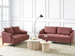 Set da salotto 5 posti HOBRO Tessuto Bordeaux