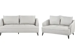 Set da salotto 5 posti HOBRO Tessuto Grigio chiaro