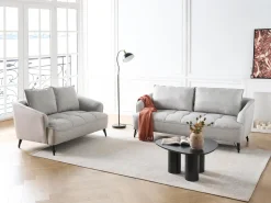 Set da salotto 5 posti HOBRO Tessuto Grigio chiaro