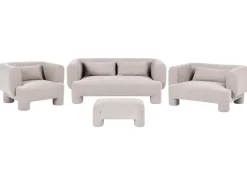Set da salotto 6 posti HOGBO Tessuto Beige con ottomana