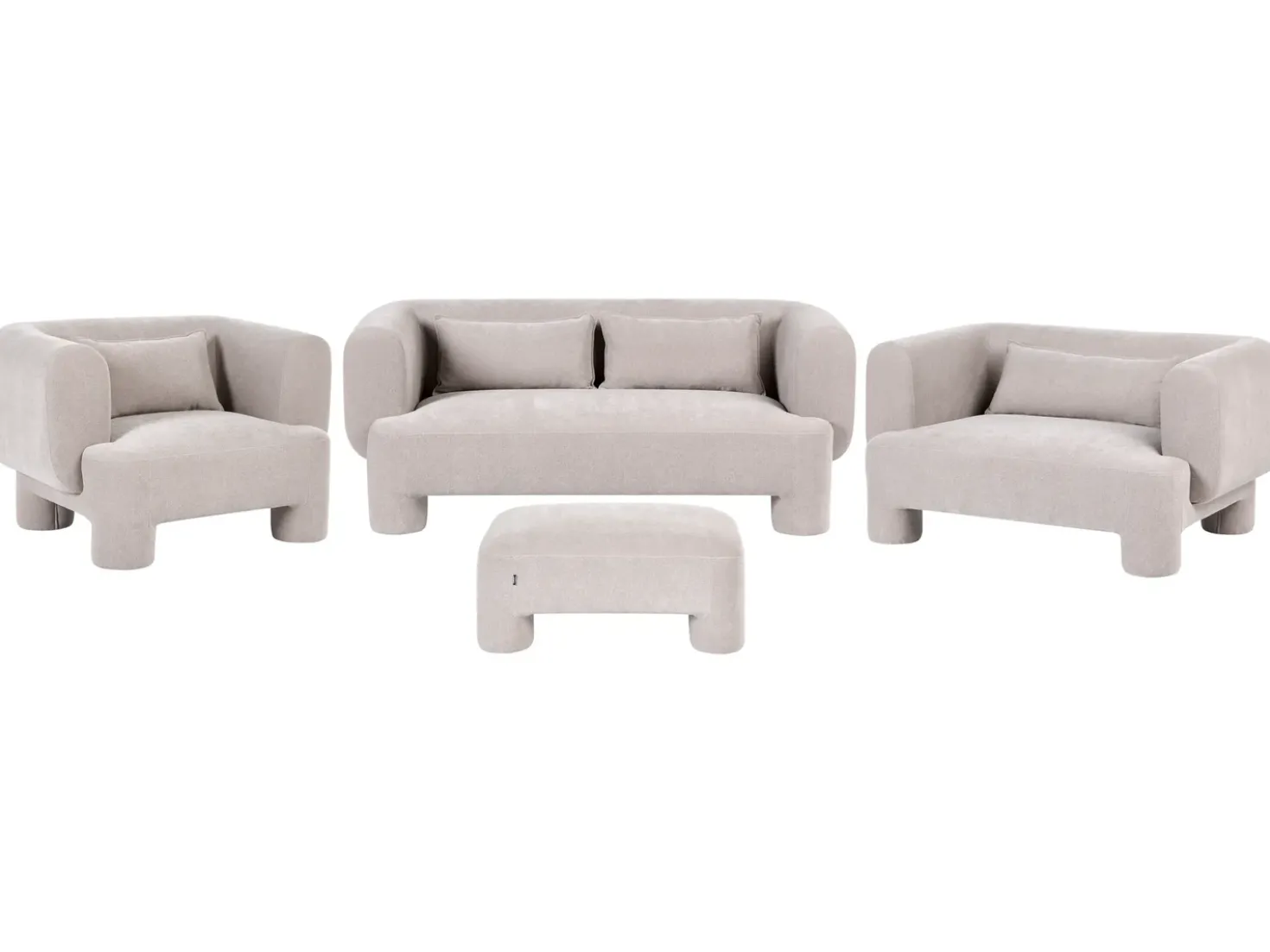 Set da salotto 6 posti HOGBO Tessuto Beige con ottomana