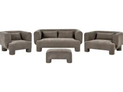 Set da salotto 6 posti HOGBO Tessuto Marrone con ottomana