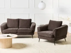 Set da salotto 3 posti KJAER Ciniglia Marrone scuro