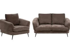 Set da salotto 3 posti KJAER Ciniglia Marrone scuro
