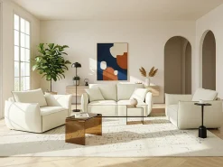 Set da salotto 5 posti KUNES Tessuto Beige chiaro