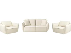 Set da salotto 5 posti KUNES Tessuto Beige chiaro