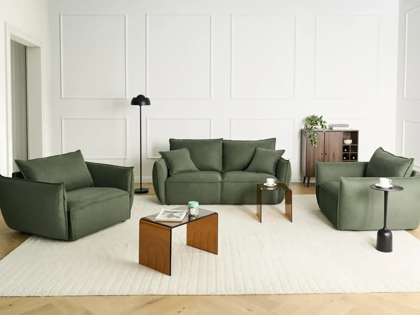 Set da salotto 5 posti KUNES Tessuto Verde