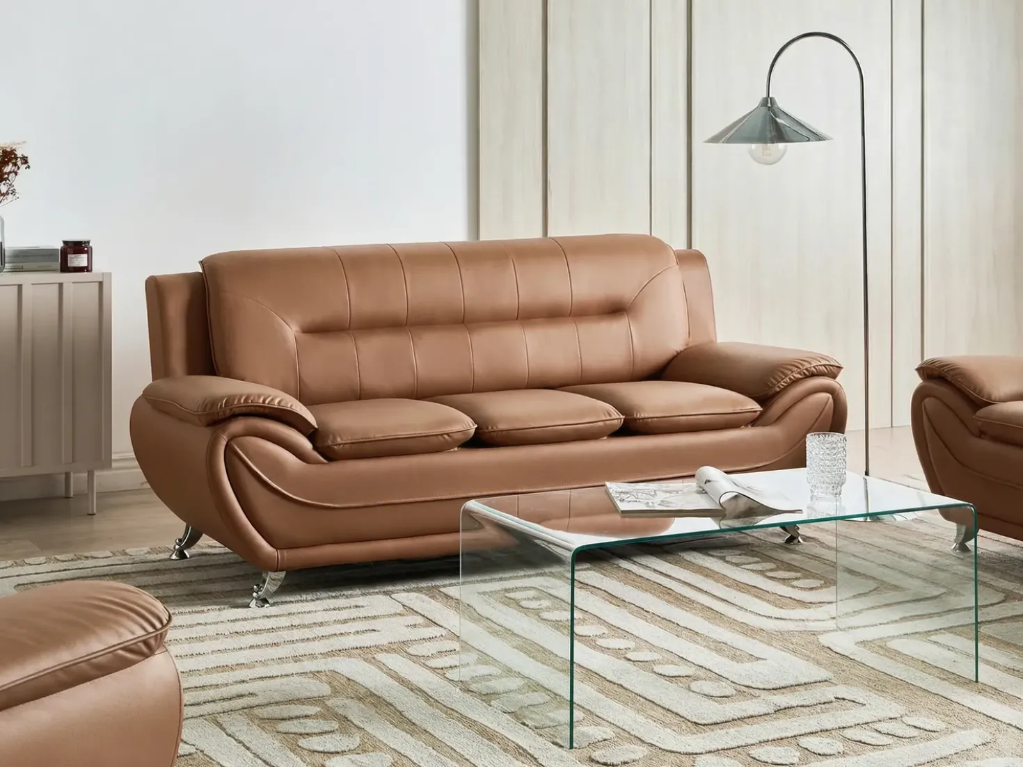 Set da salotto 6 posti LEIRA Pelle sintetica Marrone dorato