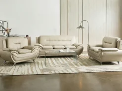 Set da salotto 6 posti LEIRA Pelle sintetica Beige