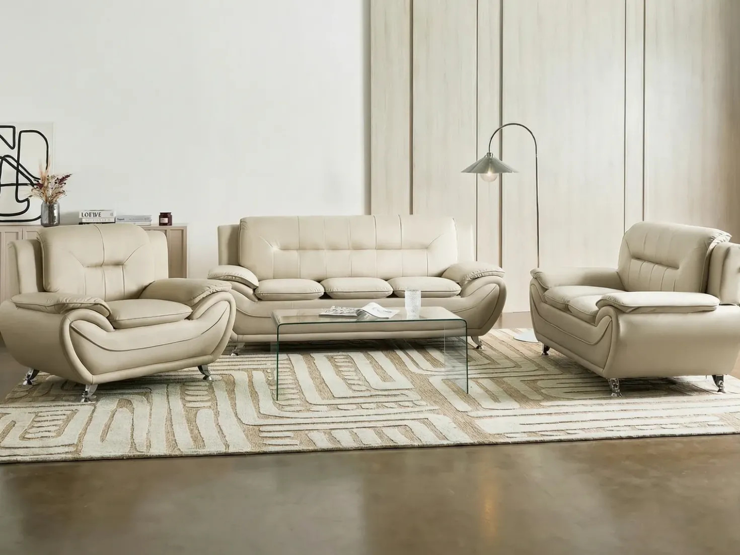Set da salotto 6 posti LEIRA Pelle sintetica Beige