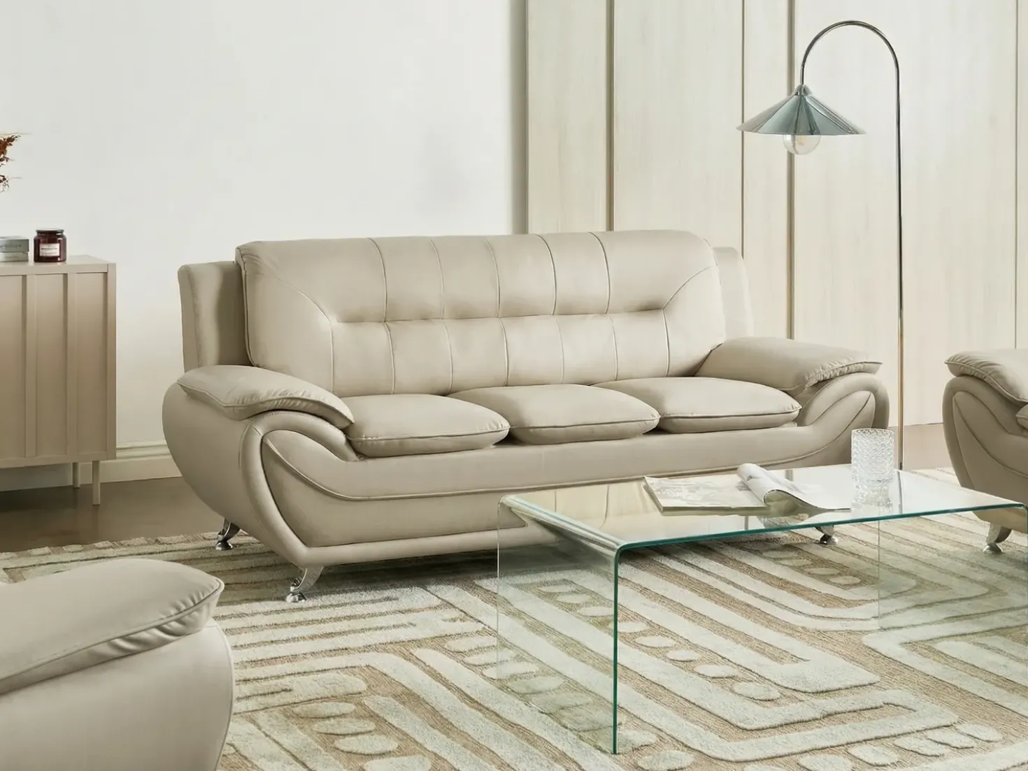 Set da salotto 6 posti LEIRA Pelle sintetica Beige