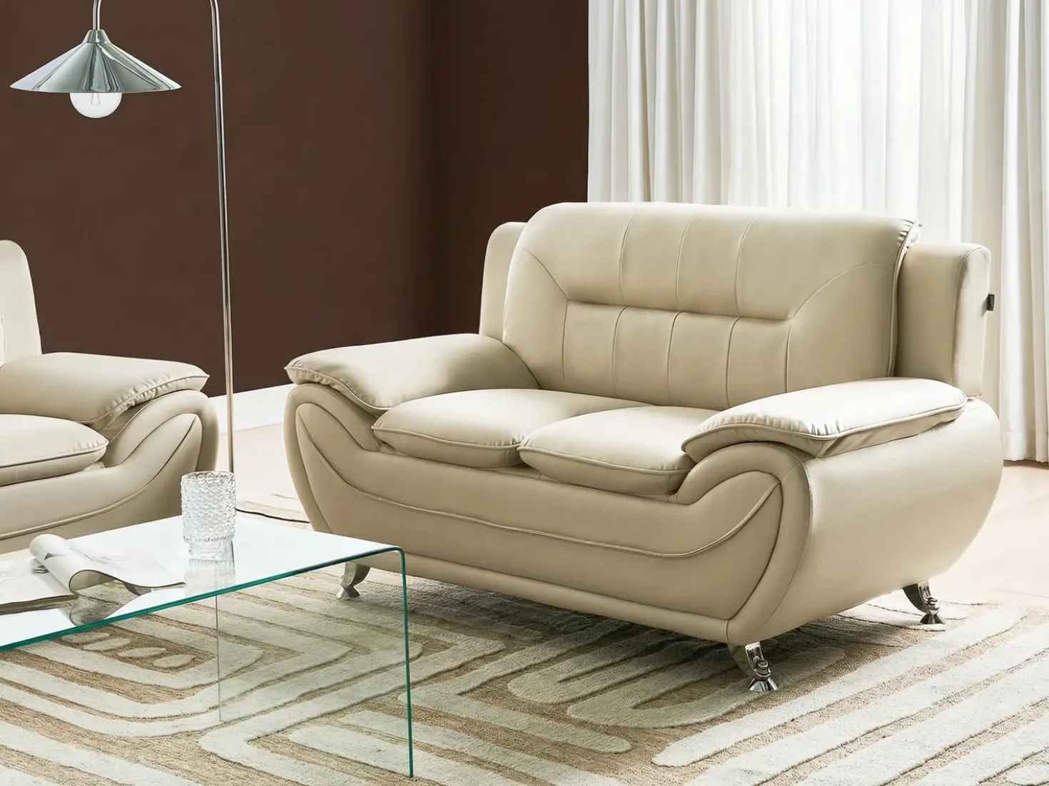 Set da salotto 6 posti LEIRA Pelle sintetica Beige