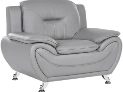 Set da salotto 6 posti LEIRA Pelle sintetica Grigio