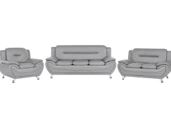 Set da salotto 6 posti LEIRA Pelle sintetica Grigio