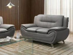 Set da salotto 6 posti LEIRA Pelle sintetica Grigio
