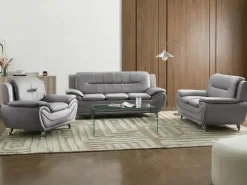 Set da salotto 6 posti LEIRA Pelle sintetica Grigio
