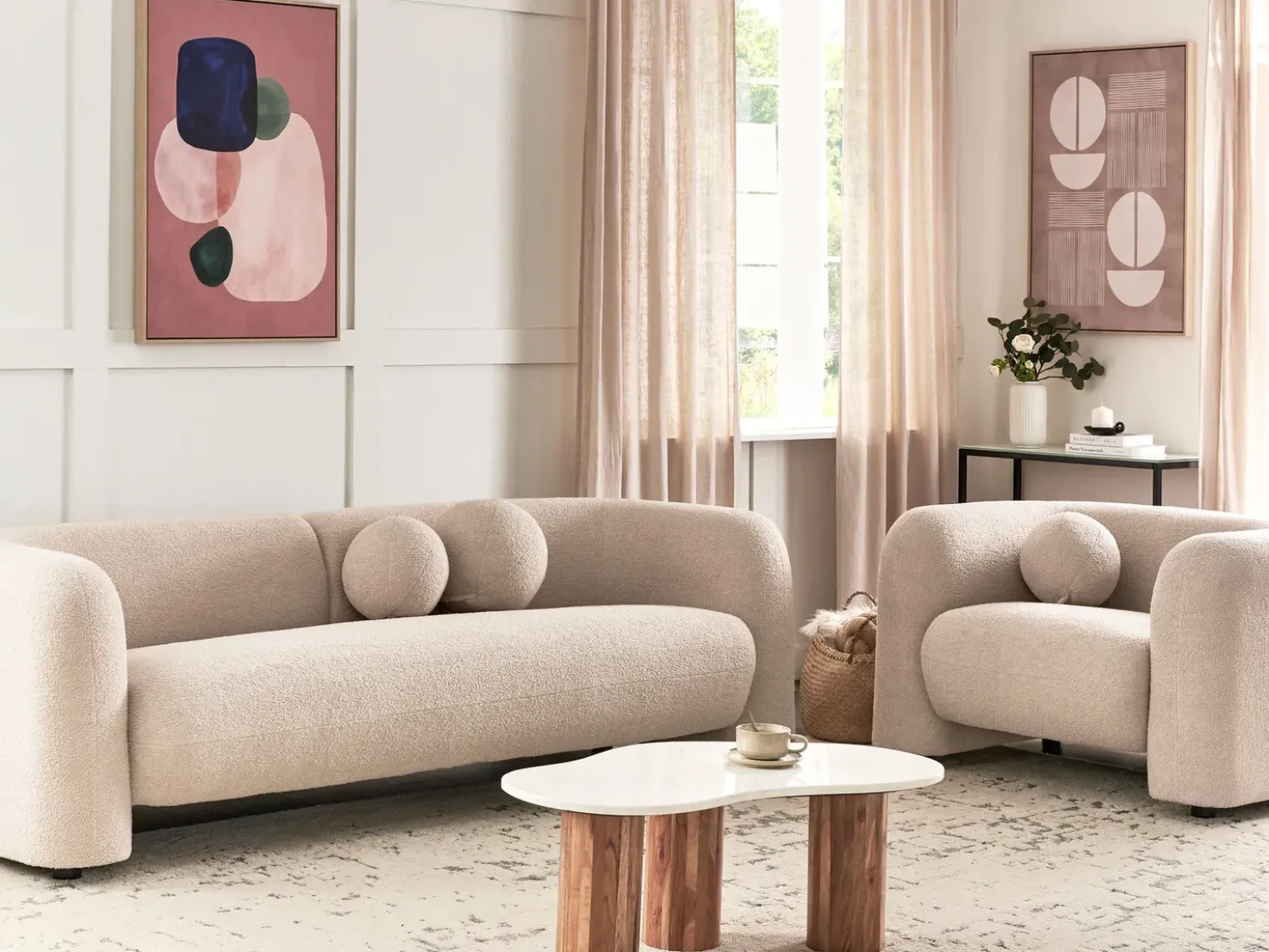 Set da salotto 4 posti LEIREN Bouclé Beige