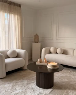 Set da salotto 5 posti LEIREN Velluto Bianco sporco