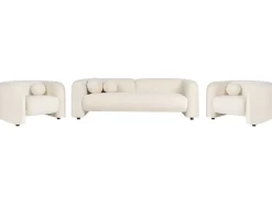 Set da salotto 5 posti LEIREN Velluto Bianco sporco